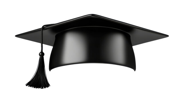 Graduation Cap and Gown on Black Background Symbolizing Academic Achievement and of Education Milestone  The ceremonial attire represents the successful completion of a degree program