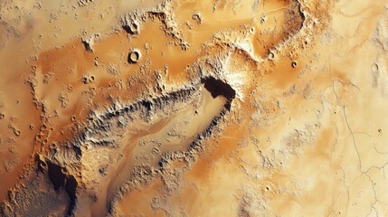 satellite image of an ancient riverbed on Mars, showing evidence of past water flow.