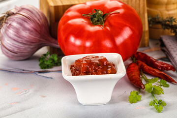Salsa dip with chili and tomato