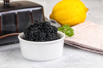 black sturgeon caviar in the bowl