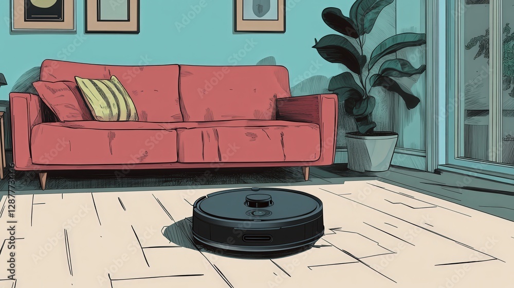 Poster self-learning robotic vacuum that maps and cleans efficiently.