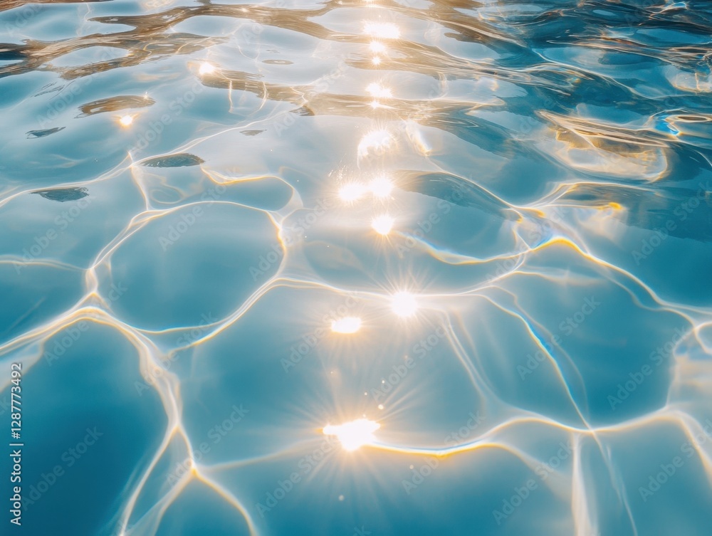 Poster sparkling water surface reflecting sunlight creating abstract patterns and a serene and calming visu