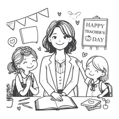 Fototapeta premium High-quality happy teachers day cel with intricate details, perfect for artistic and creative projects, retro-style prints, and unique digital assets