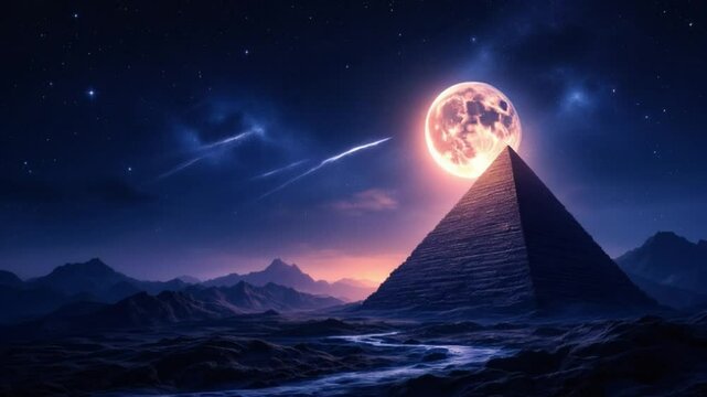 Mysterious night sky with full moon. Concept of a spooky theme and mystery. Dramatic clouds in the moonlight from full moon. natural sky video