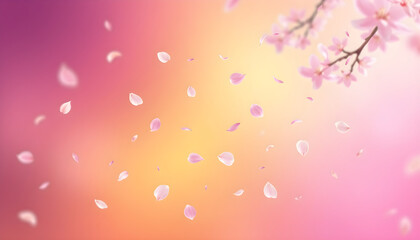 봄날의벚꽃잎과보라노랑그라데이션

