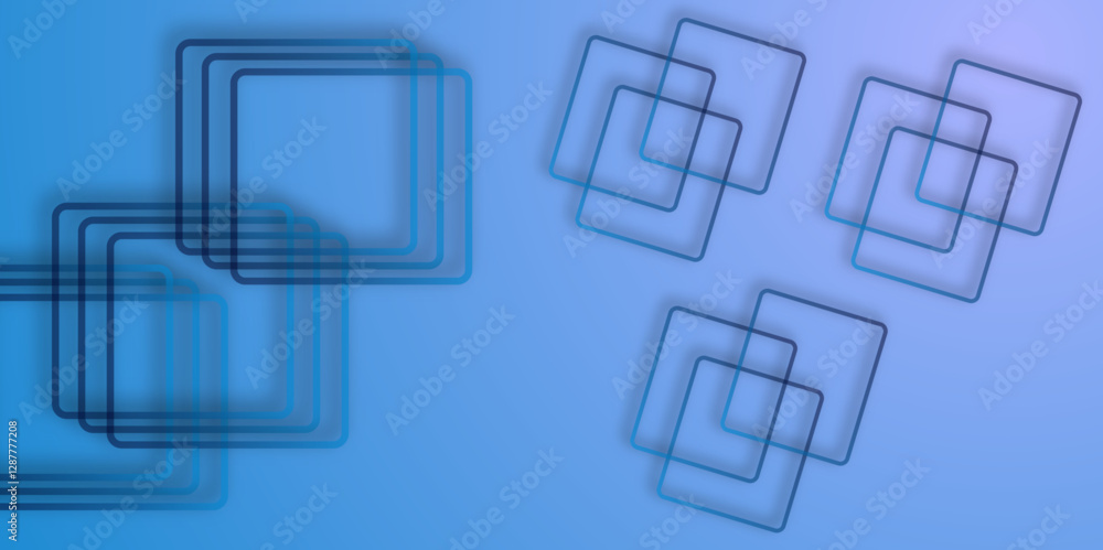 Aufkleber blue geometric abstract background with overlap layer. modern rounded square shapes creative design.