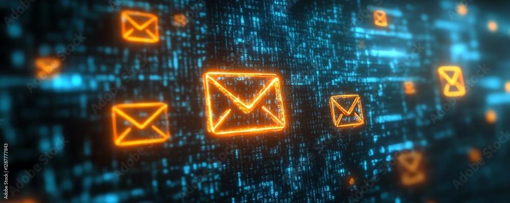 Poster email inbox with spam virus message, popup warning for harmful internet threats, caution sign alert 