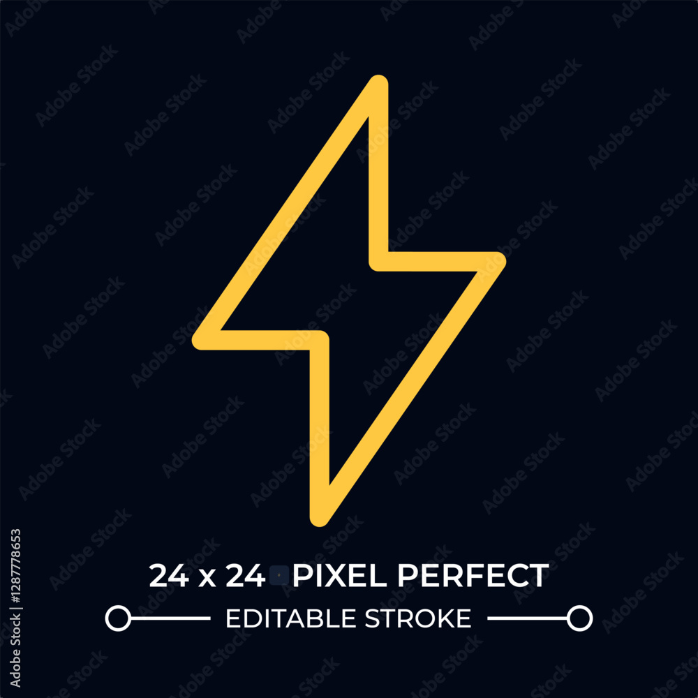Poster thunderbolt symbol dark color line ui icon. electric tension danger marking. power generation techno