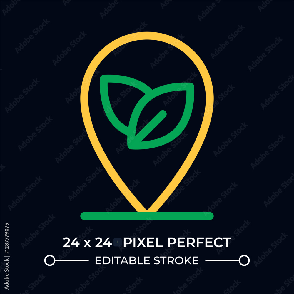 Poster eco friendly location dark color line ui icon. nature reserve placement. sustainable initiative perf