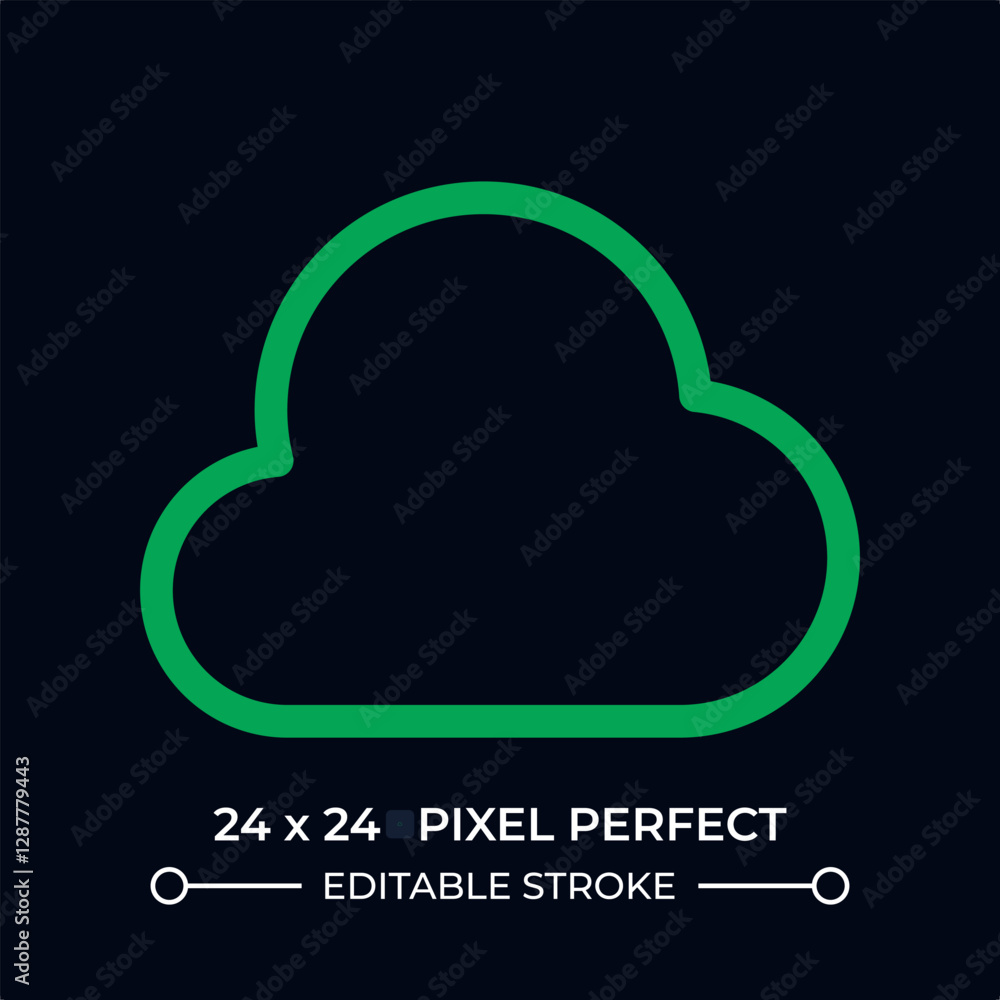 Poster cloud dark color line ui icon. nature atmospheric phenomena symbol. digital data storage service. co