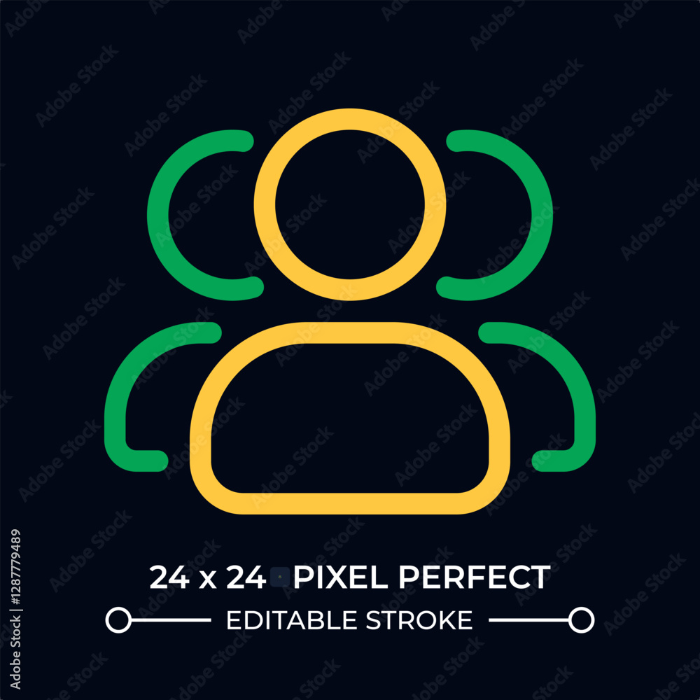 Poster people group dark color line ui icon. leadership in teamwork. collaboration for efficiency improveme