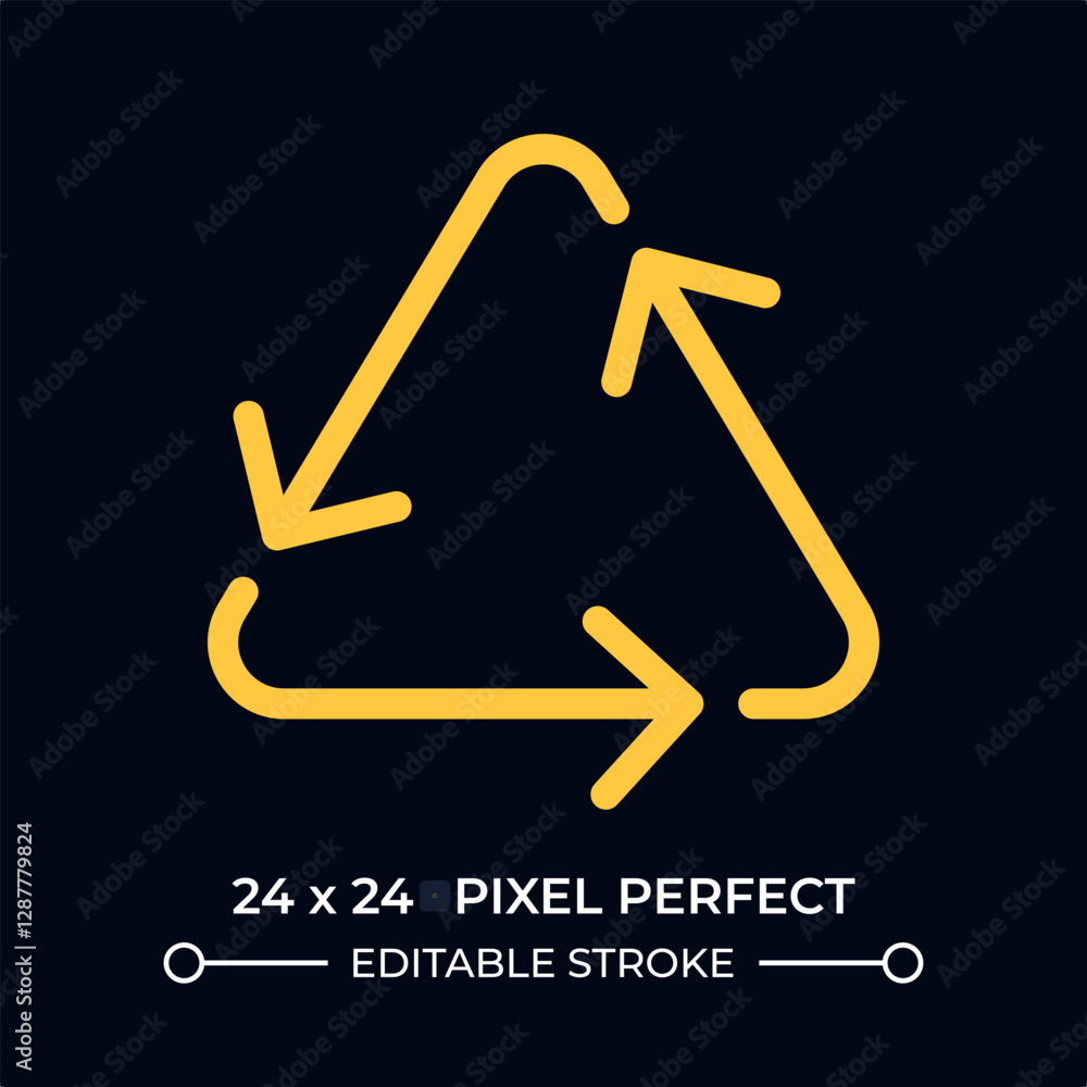 Poster triangular recycling sign dark color line ui icon. sustainable consumption and manufacturing. reusin