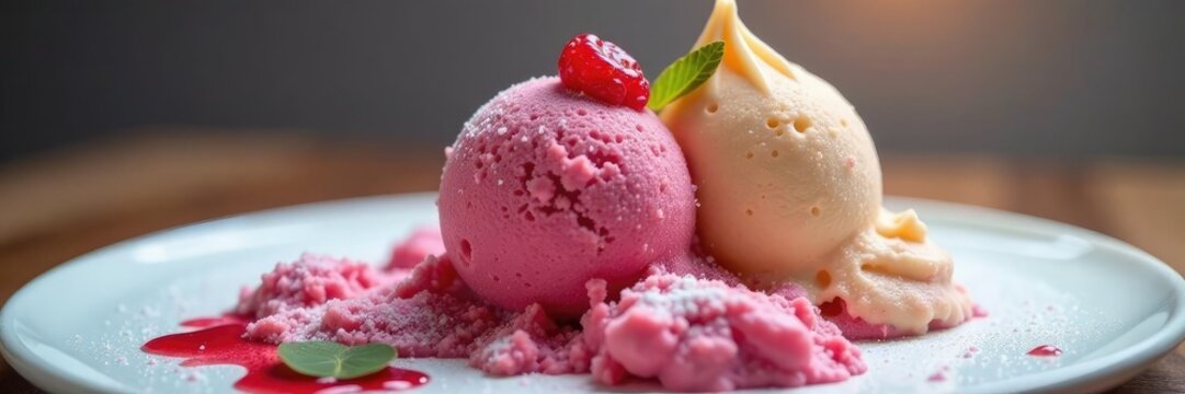 Un gelato congelato tre volte su un fondo neutro con una ombra pi? sottile, ice cream, gelato