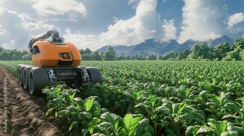 Poster autonomous farming environment where robots collaborate to optimize every stage of crop production