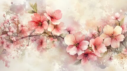 A beautiful watercolor illustration of pink flowers on a soft, textured background.