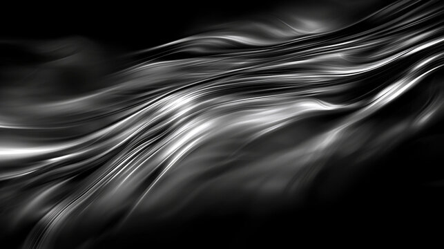 Abstract Black and White Fluid Waves Texture with Smooth Silk Effect