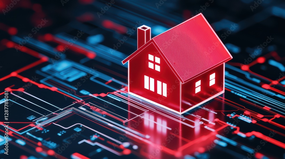 Poster futuristic digital map displaying property sale in virtual environment