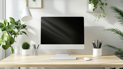 Modern Minimalist Home Workspace with Plants and Sunlight