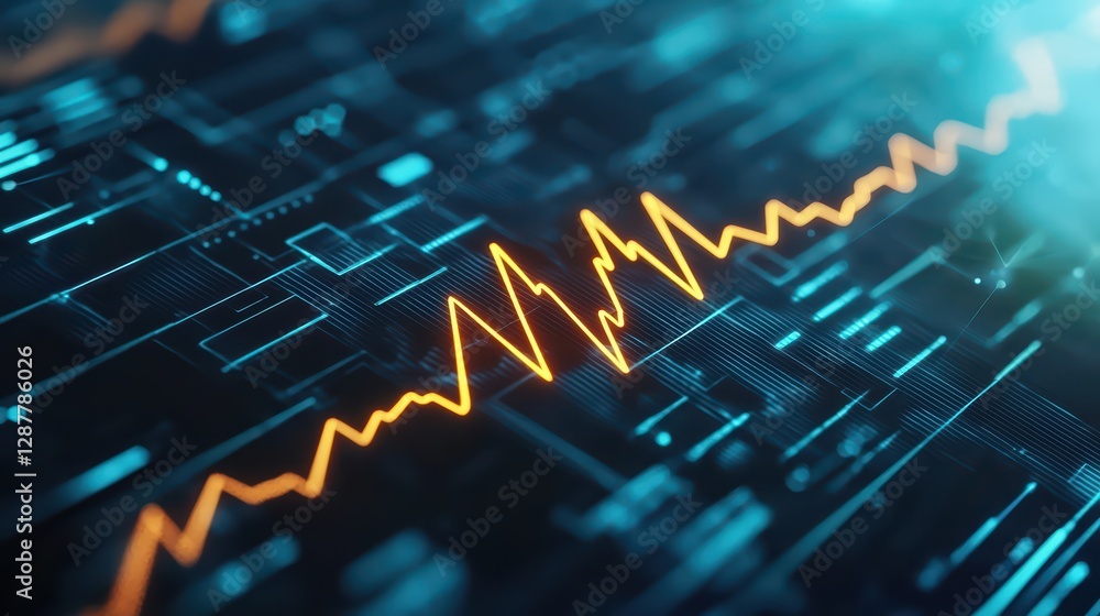Poster dynamic pulse graph with glowing lines and futuristic background