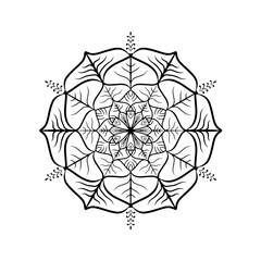 Circular Floral Mandala Pattern, Decorative Ornamental Design for Stickers & Clothing