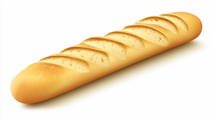 Freshly Baked Baguette, White Background, Studio Shot, Food Photography