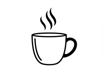 Steaming Coffee Cup Simple Line Art Design. AI Generated