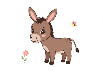 Adorable Donkey Foal Soft Pastel Colors. AI Generated