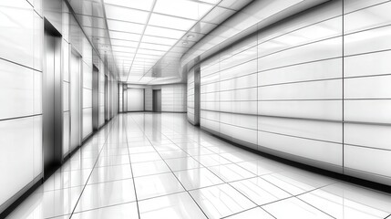 Fototapeta premium Modern Futuristic Hallway with Glossy Floors and Bright Lighting