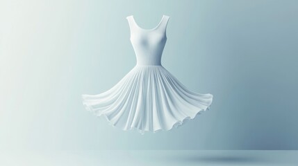 Naklejka premium White Dress 3D Render Floating on Light Blue Background