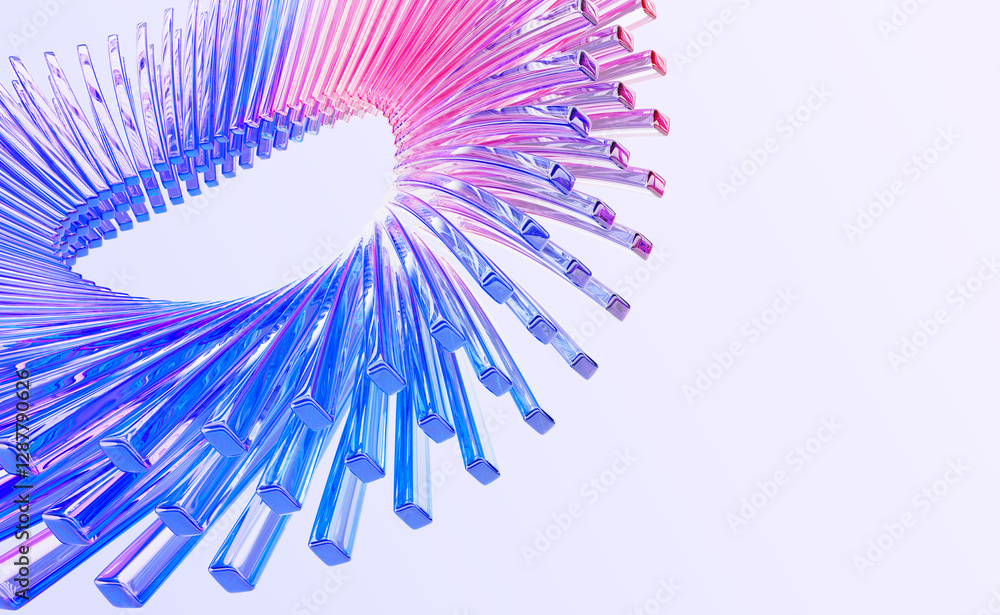 Aufkleber abstract 3d background with glass circle of holographic gradient lines. futuristic digital tech bann