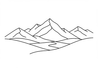 Serene Minimalist Mountain Range Line Art. AI Generated