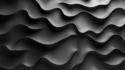 Fototapeta premium Black Abstract Wavy Surface Texture - Modern Minimalist Background Design