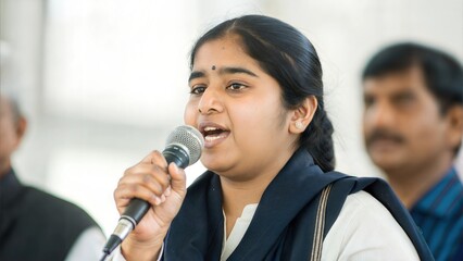 Indian Woman Leader Speaking at a Conference