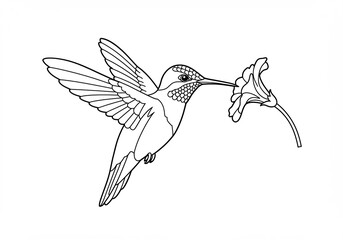 Elegant Hummingbird Gracefully Feeds on Flower. AI Generated