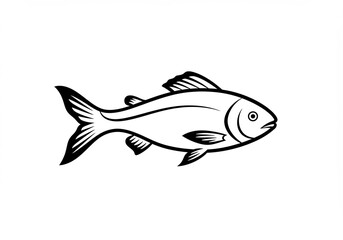 Elegant Line Art Fish Design Simple Black White. AI Generated