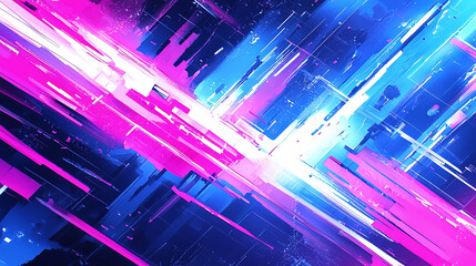 Abstract Futuristic Neon Cityscape with Vibrant Colors and Dynamic Light Streaks