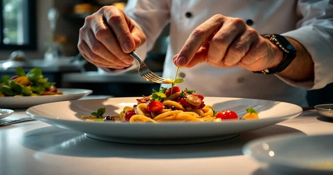 Chef's Culinary Art: A Plate of Exquisite Pasta