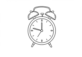 Classic Alarm Clock Line Drawing Simple Design. AI Generated