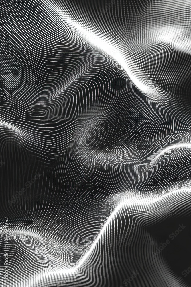 Poster abstract wavy lines creating a subtle landscape with light and shadow for modern digital art and fut