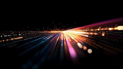 Light trails depict dynamic motion and bright color bursts