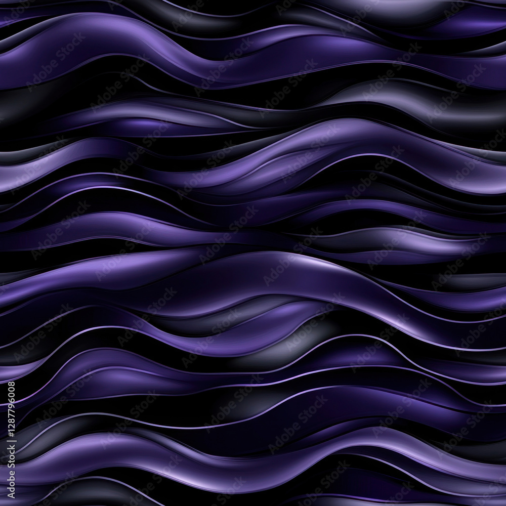 Aufkleber flowing violet waves. undulating ribbons in a dark abstract, creating a dynamic, textured background
