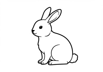 Fototapeta premium Cute Bunny Line Art Simple Clean Design. AI Generated
