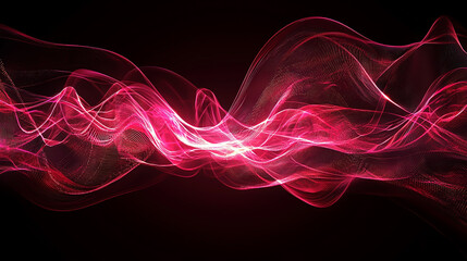 Fototapeta premium Vibrant Red Abstract Waves on Black Background