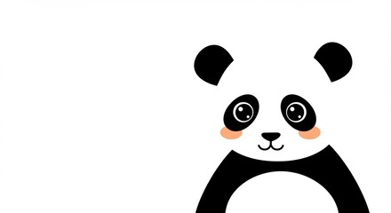 Fototapeta premium Adorable Panda Softly Smiles White Background. AI Generated