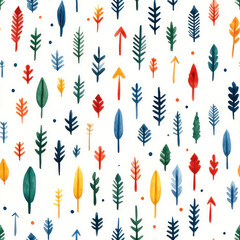 Forest leaf pattern Colorful leaf art. Decorative fall foliage. White seamless background