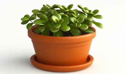 Obraz premium Potted jade plant on white background, ideal for home decor projects