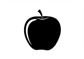 Bold Black Apple Silhouette Simple Design. AI Generated