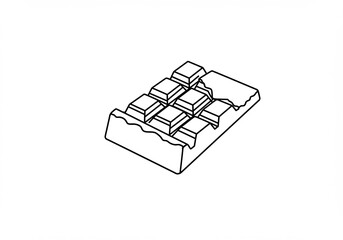 Melted Chocolate Bar Line Drawing Sweet Treat. AI Generated