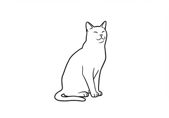Serene Cat Line Art Simple Elegant Design. AI Generated