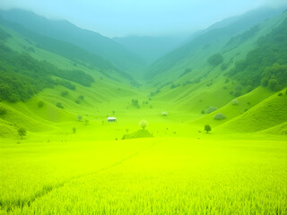 Fototapeta premium 自然景观田野山脉花卉